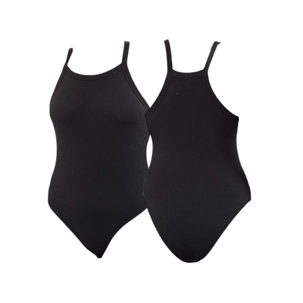 UO Casual Black Ribbed Bodysuit